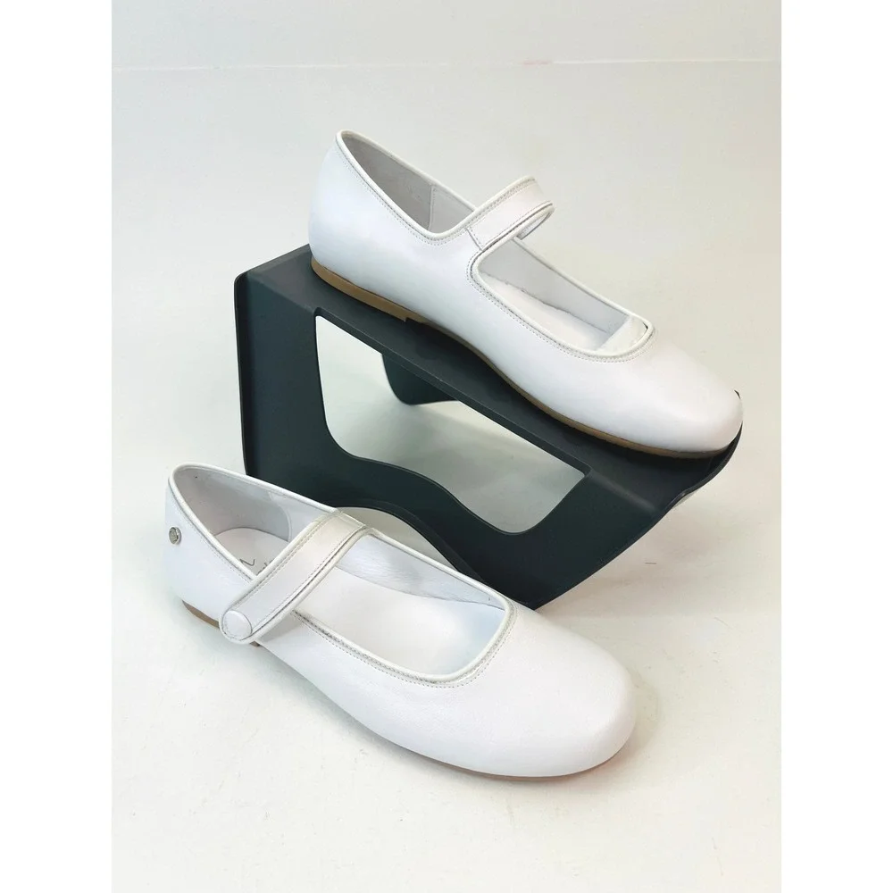Manuela de Juan Robine I White Nappa Leather Mary Jane Flats Kids 35 EU / 3.5 US